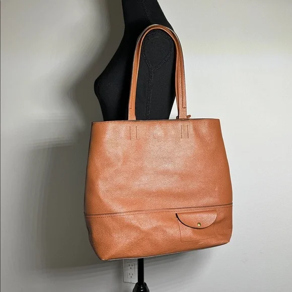 J.Crew All Day Leather Tote Bag Roasted Chestnut Brown Shoulder Handbag - Picture 2 of 11